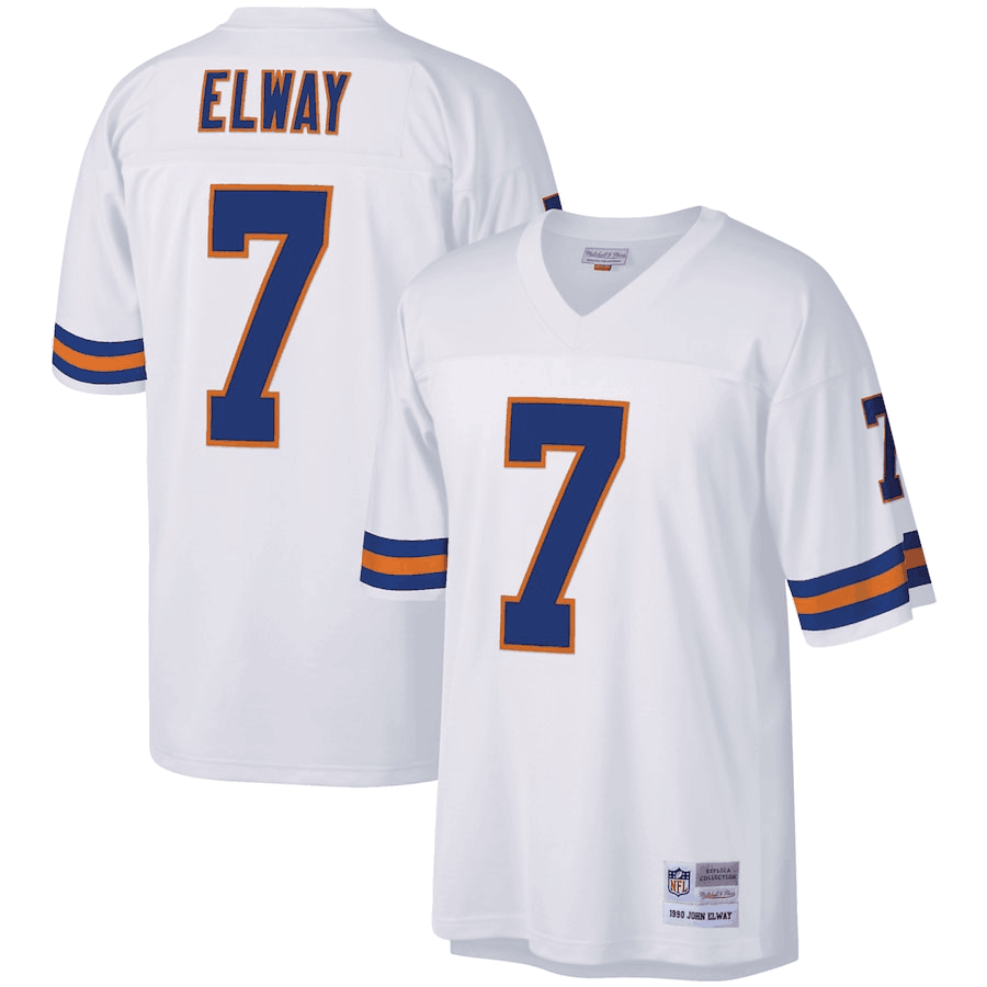 Men's Denver Broncos Customized White Mitchell & Ness Stitched Jersey Men's Denver Broncos Customized White Mitchell & Ness Stitched Jersey